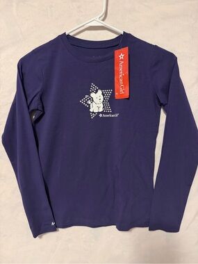American Girl Purple Long-Sleeve Tee with Star Puppy Graphic